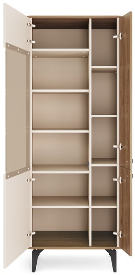 meble AURENA 02 nowoczesna wysoka witryna na nóżkach orzech cashmere