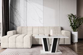MU1 ława nowoczesny stolik kawowy 100x60 do salonu biały marmur czarny