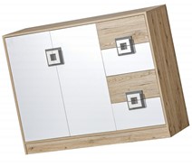 meble NICO 08 duża komoda z szufladami drzwiami młodzieżowa dąb biały popie