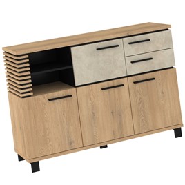 meble MILAR 04 komoda z szufladami 4d2s dąb cremona granada migdał / czarny