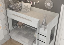Łóżko piętrowe dziecięce młodzieżowe 2 osobowe 80x200 BLIN dąb craft biały