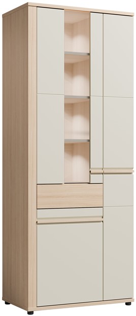 meble SOLO 02 duża witryna do salonu z szufladą dąb riva cashmere kaszmir
