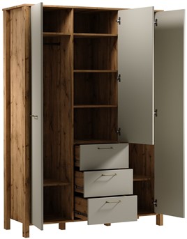 meble INDYGO S3D3S szafa trzydrzwiowa do przedpokoju sypialni wotan beż