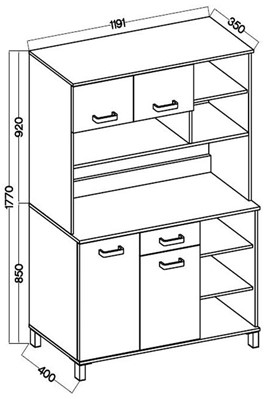 meble kuchenne LINDA bufet 120 szafka kawiarka kredens antracyt beton smart