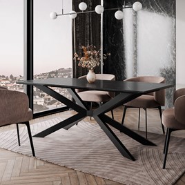 FLORA nowoczesny loftowy stół do salonu jadalni 190x90 marmur royal czarny