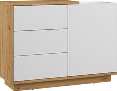 meble BRITA 04 komoda z szufladami drzwiami do salonu dąb artisan biały poł