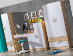 meble NICO #2 młodzieżowe meblościanka regał biurko szafa dąb biały dąb