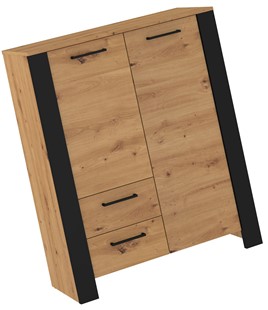 meble DELIS 08 regał z drzwiami szufladami do salonu dąb artisan czarny