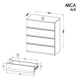 meble ARCA 05 komoda z szufladami do salonu sypialni młodzieżowa 80