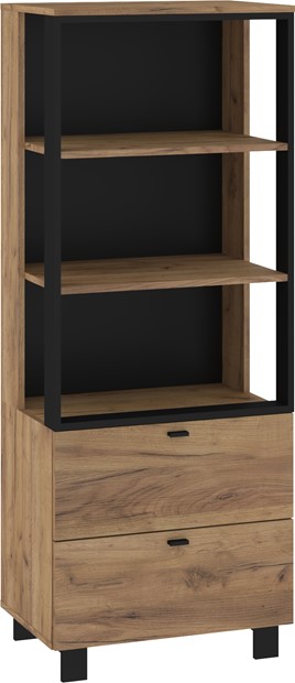 meble GAVES 08 regał z szufladami półkami do salonu loft dąb craft z czarny