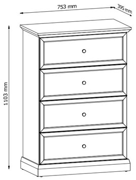 meble LUCCA K4S wysoka komoda z szufladami do salonu sypialni biały opal