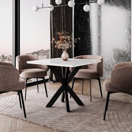 PARO nowoczesny loftowy stół kwadratowy do salonu jadalni biały marmur