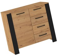 meble DELIS 02 komoda z drzwiami szufladami do salonu dąb artisan czarny