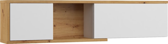 meble BRITA 25 półka szafka wisząca do salonu dąb artisan biały połysk