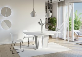 DOHA 2 nowoczesny stół rozkładany do salonu jadalni biały mat / beton
