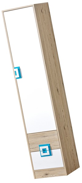 meble NICO 05 regał z półkami szufladami drzwiami zamknięty dąb biały turku