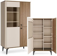 meble AURENA 03 nowoczesna niska witryna na nóżkach orzech cashmere