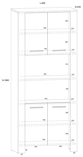 meble DELIS 09 wysoki regał z drzwiami półkami dąb artisan