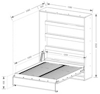 meble PEFE 120 półkotapczan pionowy łóżko chowane w szafie bez mat biały cz