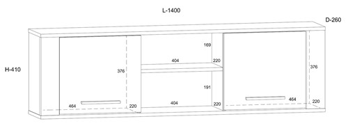 meble MIGES 13 szafka półka wisząca ścienna dąb endgrain beton szary