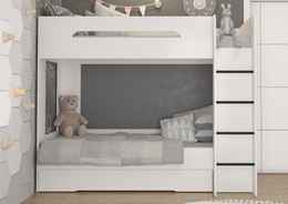 Łóżko piętrowe dziecięce młodzieżowe 2 osobowe 80x200 BLIN biały