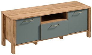 meble INDYGO RTV1S komoda stolik szafka RTV z szufladą dąb wotan zieleń