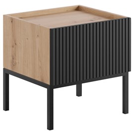 meble KOME 06 nakastlik stolik szafka nocna na nóżkach dąb artisan czarny
