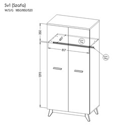 meble SVEN 01 szafa do przedpokoju ubraniowa na nóżkach skandynawska sosna