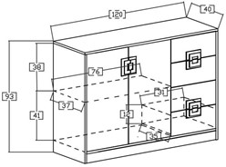 meble NICO 08 duża komoda z szufladami drzwiami młodzieżowa dąb biały popie