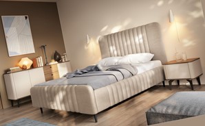 meble AURENA #4 sypialnia łóżko tapicerowane komoda szafka nocna cashmere