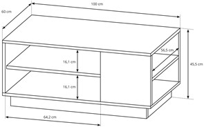 Meble MARC I ława stolik kawowy do salonu 100x60 biały / dąb grandson