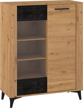 meble MIGES 14 niska witryna do salonu na nóżkach dąb artisan beton czarny