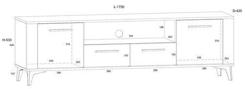 meble MIGES 11 komoda stolik szafka RTV z szufladami artisan beton czarny