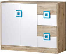 meble NICO 08 duża komoda z szufladami drzwiami młodzieżowa dąb biały turku