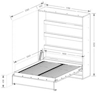 meble PEFE 160 półkotapczan pionowy łóżko chowane w szafie bez mat biały bi