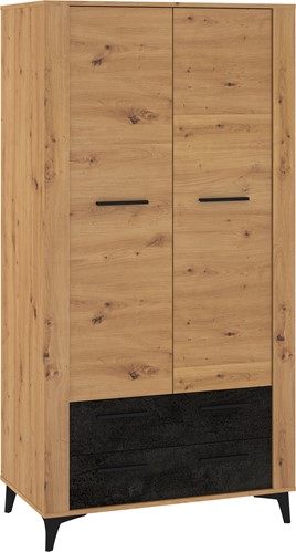 meble MIGES 12 szafa z szufladami drążkiem na nóżkach artisan beton czarny