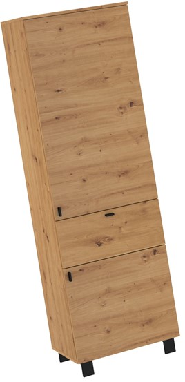 meble GAVES 07 regał z półkami szufladą zamknięty loft dąb artisan czarny