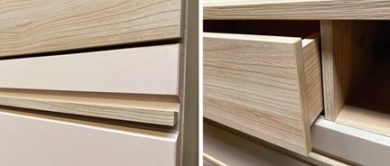 meble SOLO 15 wysoka komoda z drzwiami do salonu dąb riva cashmere kaszmir