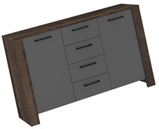 meble DELIS 03 duża komoda z szufladami drzwiami do salonu dąb grange grafi