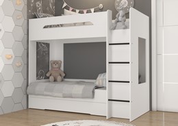 Łóżko piętrowe dziecięce młodzieżowe 2 osobowe 80x200 BLIN biały