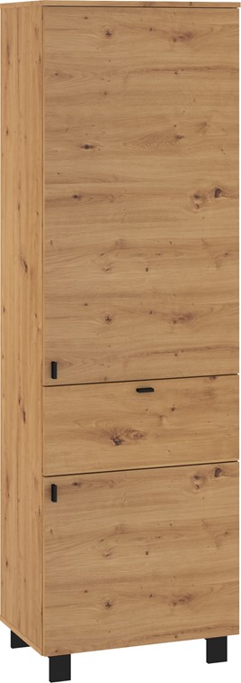 meble GAVES 07 regał z półkami szufladą zamknięty loft dąb artisan czarny