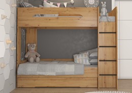 Łóżko piętrowe dziecięce młodzieżowe 2 osobowe 80x200 BLIN dąb artisan