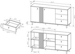 Meble DIMAS #2 komoda witryna szafka RTV stolik kawowy z lamelami loft arti