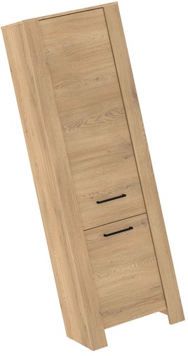 meble DELIS 01 wąski regał zamknięty z półkami bieliźniarka dąb cremona