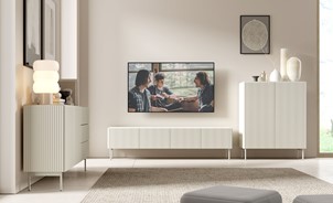 meble MUPPI #3 pokojowe szafka komoda RTV na nóżkach ryfle kaszmir carhmere