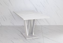 DUBAI nowoczesny stół rozkładany do salonu jadalni 120x80 biały marmur bia.
