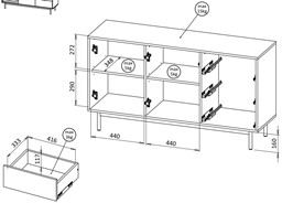 meble TILA #1 zestaw witryna komoda stół rozkładany dąb olejowany cashmere