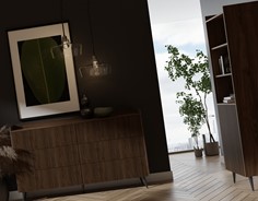 meble ADEMO #5 pokojowe komoda z szufladami regał na nóżkach do salonu orze