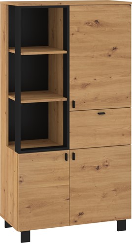 meble GAVES 09 szafka regał z półkami loft do salonu dąb artisan czarny