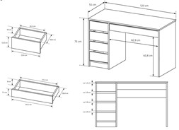 Meble IDA proste minimalistyczne biurko / toaletka z szufladami 120 biały